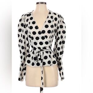Polka dot wrap blouse